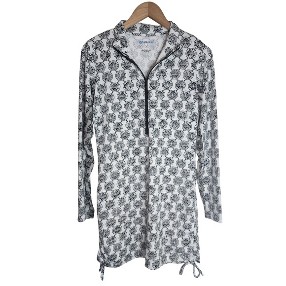 IBKUL Top Women's Small Long Sleeve‎ Pullover Half Zip Black White - Picture 1 of 6